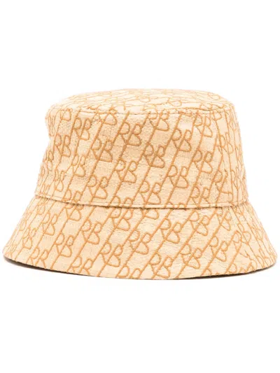 Ruslan Baginskiy Logo-embroidered Straw Bucket Hat In Brown