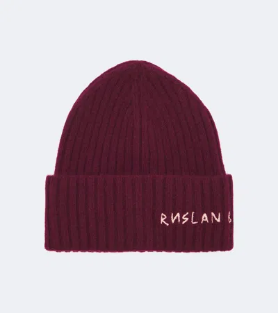 Ruslan Baginskiy Logo Ribbed-knit Cashmere Beanie In Burgundy