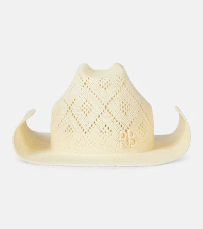 Ruslan Baginskiy Logo Straw Boater Hat In Ivory