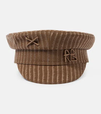 Ruslan Baginskiy Logo Striped Newsboy Cap In Brown