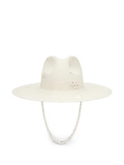Ruslan Baginskiy Logo-appliqué Faux-pearl Fedora Hat In White