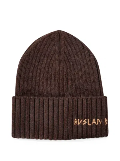 Ruslan Baginskiy Logo-embroidered Beanie Hat In Brown