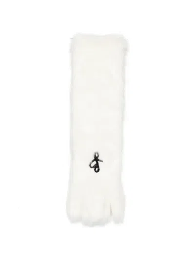 Ruslan Baginskiy Logo-embroidered Faux-fur Scarf In White