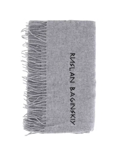 Ruslan Baginskiy Logo-embroidered Fringed Scarf In White