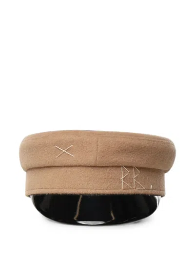 Ruslan Baginskiy Logo-embroidered Patent-peak Baker Boy Hat In Brown