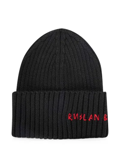 Ruslan Baginskiy Logo-embroidered Ribbed Beanie Hat In Black
