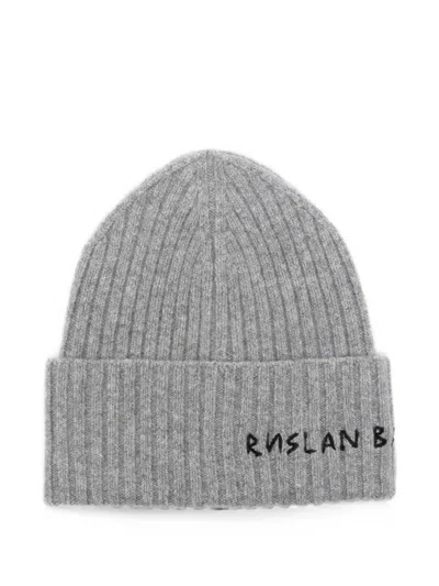 Ruslan Baginskiy Logo-embroidered Ribbed Beanie Hat In Gray