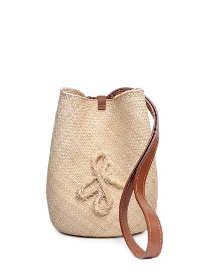 Ruslan Baginskiy Logo-embroidered Straw Pouch Bag In Pink