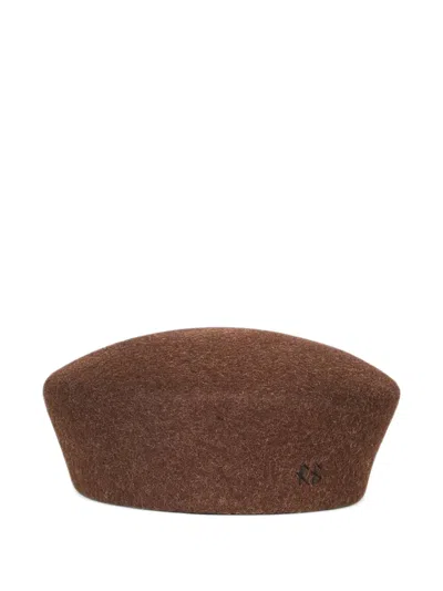Ruslan Baginskiy Logo-embroidered Wool Beret In Brown