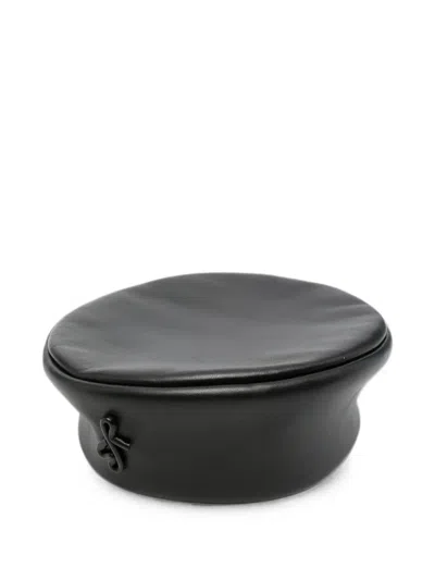 Ruslan Baginskiy Logo-plaque Leather Beret In Black