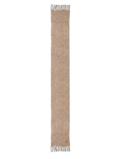 Ruslan Baginskiy Long Rectangular Fringed Wool Scarf In Beige
