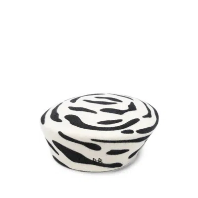 Ruslan Baginskiy Mmm040033 Zebra-print Wool Felt Flat Cap In Multi
