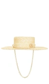 RUSLAN BAGINSKIY MONOGRAM CHAIN BOATER HAT