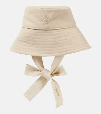 Ruslan Baginskiy Monogram Cotton Bucket Hat In Off-white