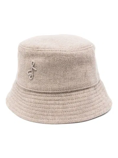 Ruslan Baginskiy Monogram-embellished Bucket Hat In Nude