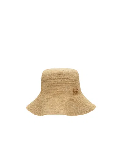 Ruslan Baginskiy Monogram-embellished Bucket Hat In Nude
