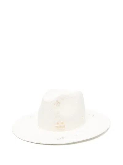 Ruslan Baginskiy Monogram-embellished Fedora Hat In White