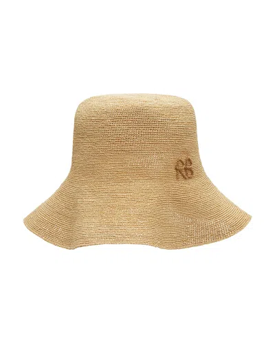Ruslan Baginskiy Monogram Embellished Straw Bucket Hat In Neutral