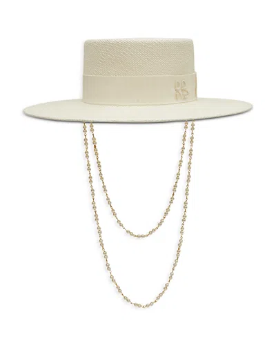 Ruslan Baginskiy Monogram Embellished White Canotier Hat In Neutral