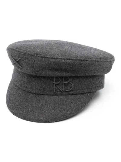 Ruslan Baginskiy Grey Monogram Embroidered Baker Boy Hat