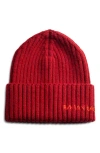 Ruslan Baginskiy Monogram Embroidered Merino Wool Beanie In Red