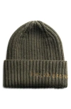 Ruslan Baginskiy Monogram Embroidered Merino Wool Beanie In Green
