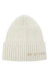 Ruslan Baginskiy Monogram Embroidered Rib Wool Blend Beanie In Neutral