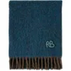 Ruslan Baginskiy Monogram Embroidered Wool Blend Scarf In Blue