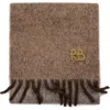 Ruslan Baginskiy Monogram Embroidered Wool Blend Scarf In Brown