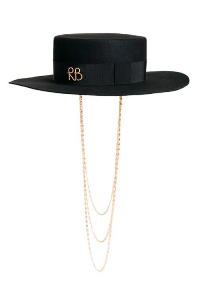 Ruslan Baginskiy Monogram Embellished Canotier Hat In Black
