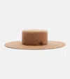 Ruslan Baginskiy Monogram Wool-blend Felt Canotier Hat In Sand