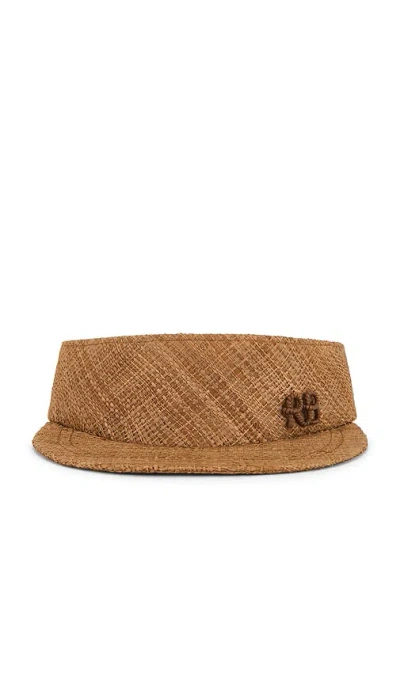 Ruslan Baginskiy Monogram-embellished Straw Visor In Brown