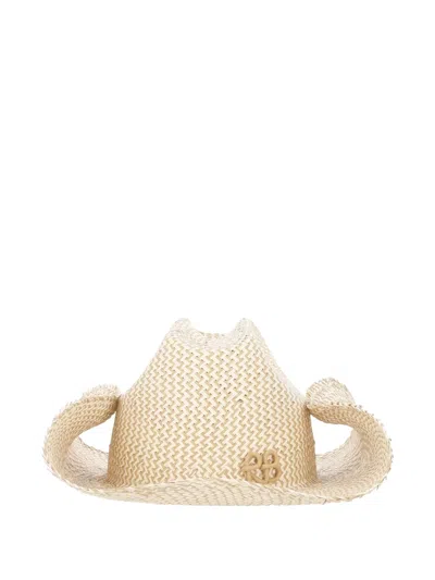 Ruslan Baginskiy Monogram-embellished Woven Cowboy Hat In Neutral