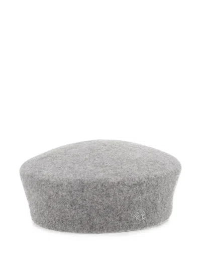 Ruslan Baginskiy Monogram-embroidered Wool-felt Beret In Grey