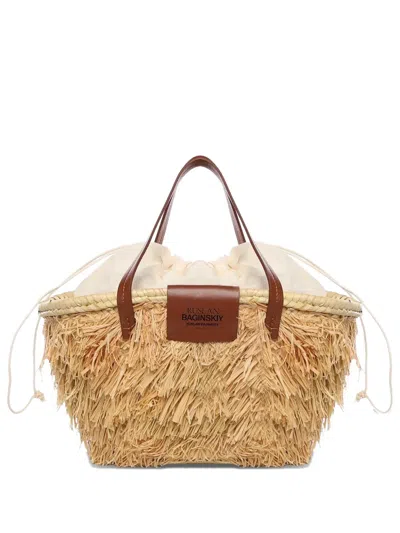 Ruslan Baginskiy Nest Straw Trim Tote Bag In Brown