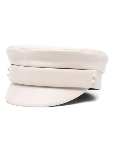 Ruslan Baginskiy Neutral Faux-leather Baker Boy Cap In Neutrals