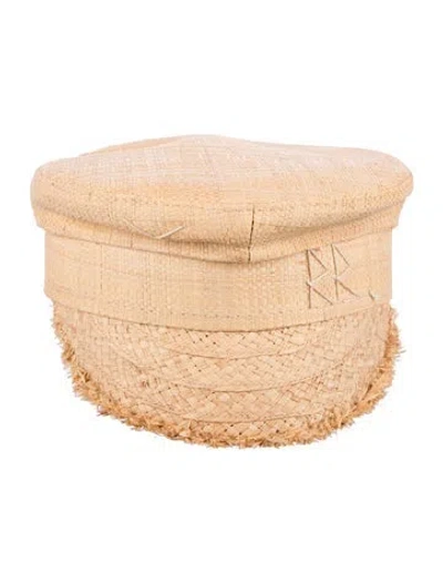 Pre-owned Ruslan Baginskiy Neutral Straw Newsboy Hat In Neutrals/white