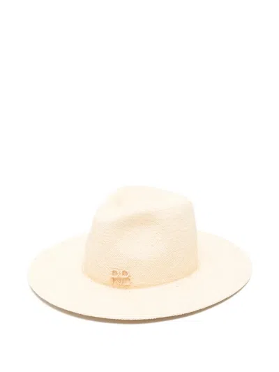 Ruslan Baginskiy Pearl-chain Straw Fedora Hat In Neutral
