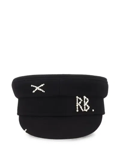 Ruslan Baginskiy Structured Peaked Hat Embellished Pearl Design In Black