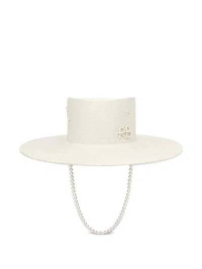 Ruslan Baginskiy Pearl-embellished Gambler Hat In White