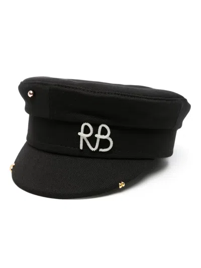 Ruslan Baginskiy Pierced Baker Boy Cap In Black