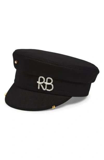 Ruslan Baginskiy Pierced Wool Blend Baker Boy Cap In Black