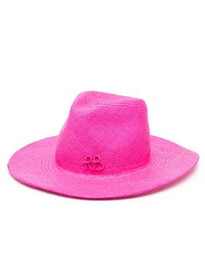 Ruslan Baginskiy Embroidered-logo Straw Sun Hat In Pink