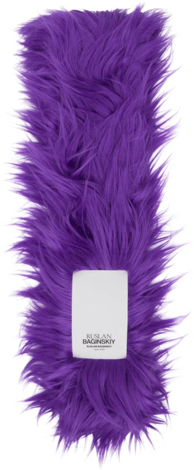 Ruslan Baginskiy Purple Faux-fur Logo-patch Scarf