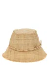 Ruslan Baginskiy Woven Raffia Bucket Hat With Frayed Edge In Beige