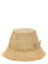 Ruslan Baginskiy Woven Raffia Bucket Hat With Frayed Edge