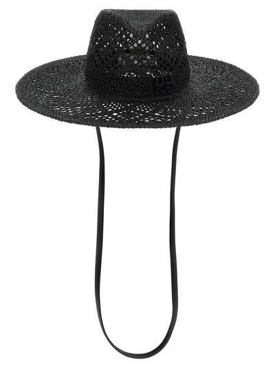 Ruslan Baginskiy Woven Raffia Fedora Hat In Black
