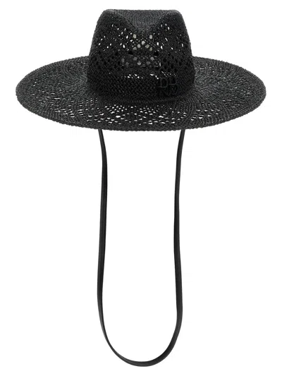 Ruslan Baginskiy Woven Raffia Fedora Hat In Black