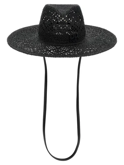 Ruslan Baginskiy Woven Raffia Fedora Hat In Black