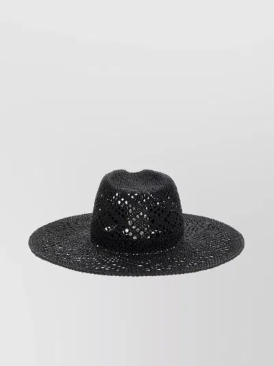 Ruslan Baginskiy Raffia Hat With Open Weave Design In Black